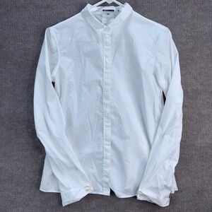 JIL SANDER White Button Down Collar Long Sleeve Poplin Shirt Luxury Sz 36 Italy